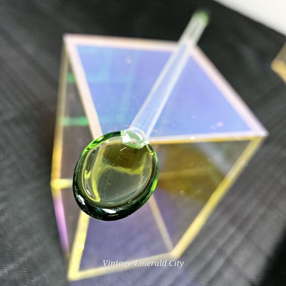 Set Of Glass Irish Coffee Hot / Cold Footed Clear Mug & Emerald City Green Spoon - Picture 7 of 13